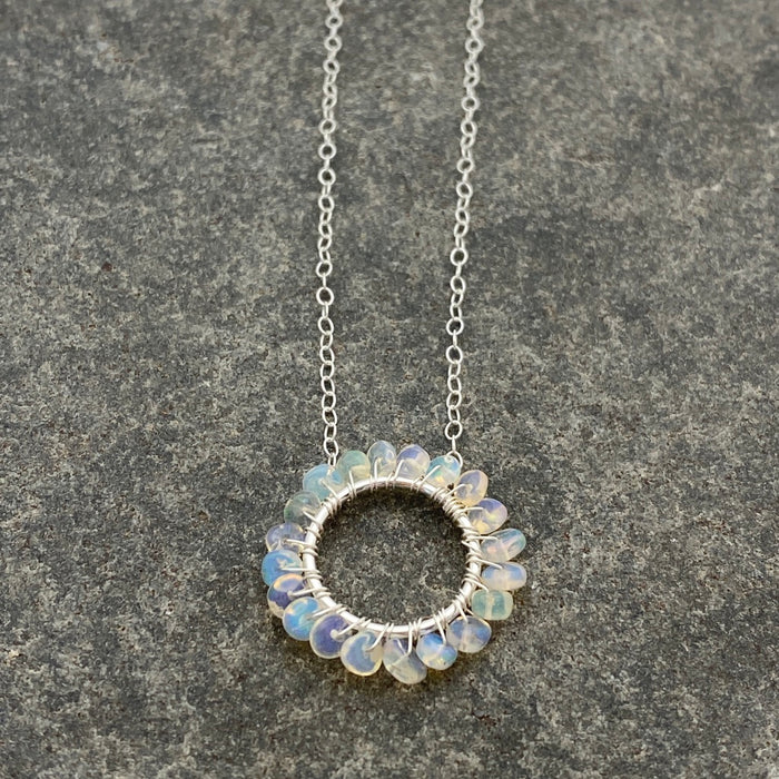October Birthstone OPAL - Circle Necklace
