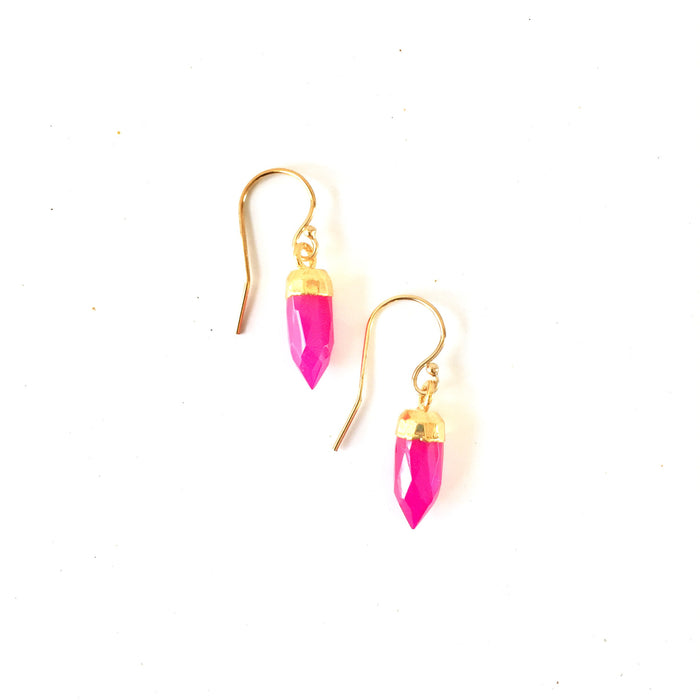 Ginger Earrings - Hot Pink Chalcedony