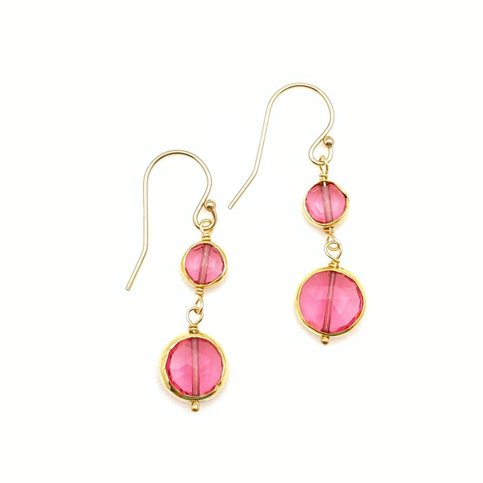 Hilary Earrings - Pink Tourmaline Quartz