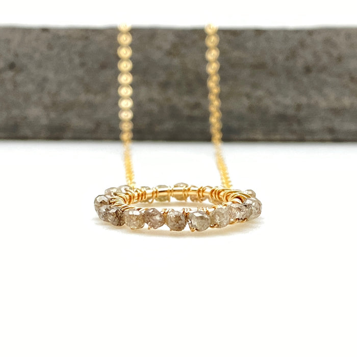 April Birthstone - Champagne Diamonds - Circle Necklace