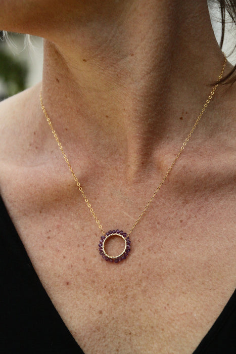 February Birthstone - Circle Necklace